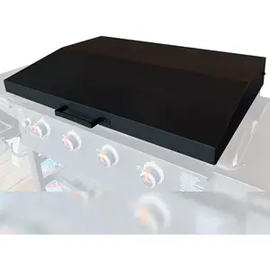 HECASA 36" Hinged Lid Cover for 36" Blackstone Griddle – Hard Steel Grill Lid with Rear Grease Collection, Powder-Coated Black-TK