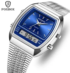 Modern Casual Digital Analog Watch with Stainless Steel Band, Unisex Quartz Timepiece featuring a Luminous Fashionable Dial, Waterproof , elegant style
