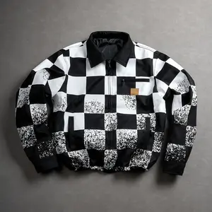 Fashion Vintage Plaid Jacket Retro Street Style Zipper Coach Jacket