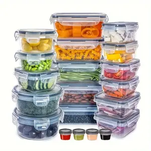 PabakaA 52pcs Airtight Food Storage Container Set - BPA-Free Plastic, Leak-Proof Snap Lock Lids, Microwave Safe for Dining, Camping, Refrigerator Use