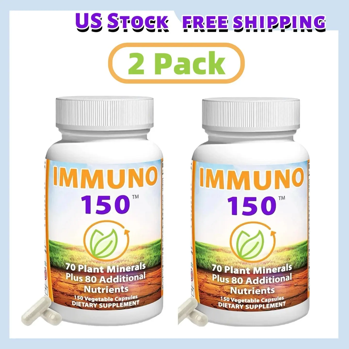 2 Pack Immuno The Ultimate Multivitamin, Immune Support Supplement with Vitamin A, Gluten Free Capsules, 150 Count