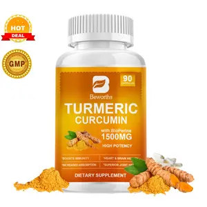 BEWANTS 1500mg Turmeric Curcumin with Black Pepper & Ginger - Turmeric Extract with 95% Curcuminoids - Enhanced Absorption, Joint Support Supplement 90 Count, 45-Day Supply