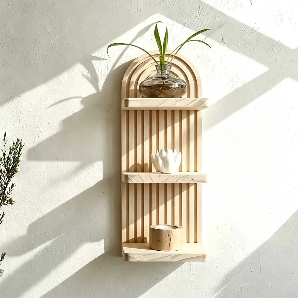 Wooden Arch Shelf, 1 Count Wall Mounted Storage Rack, Modern Home Decor for Living Room Bedroom, Home Organizer, Wall Mountable, Wall Mount Design, Decorative, Arch Shaped Racks