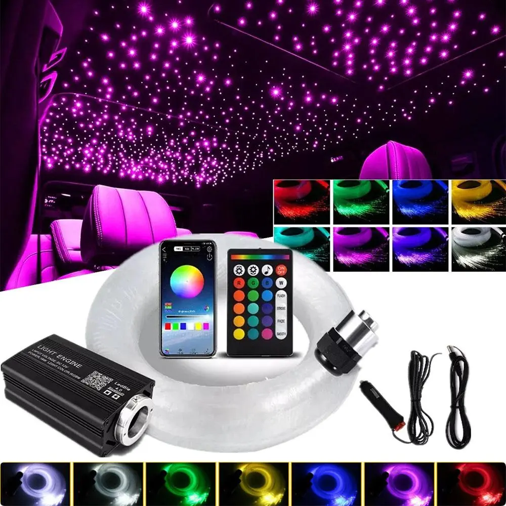 1000PCS End Annealing Wired Fiber Optic Starry Headliner Light Kit - RGBW Color Changing Decorative Ambient Ceiling Lights, Universal Power Accessory for Vehicle Interior Decor, Sports & Outdoor Use