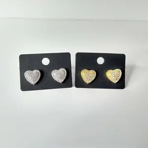 #329 Heart with Rhinestones Stud Earrings- Casual Elegant Valentine Jewelry