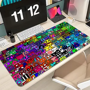 Game Geometry Dash Mouse Pad Design XXL 1000×500mm 900×400mm 800×400mm 600x300mm Large Gaming Mouse Pad - Extended, Thick, Non-Slip Rubber Base Desk Mat with Precision Stitched Edges - Washable Large Desk Pad