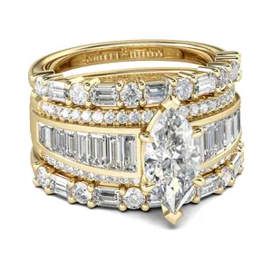 Jeulia Vintage Marquise Cut Sterling Silver Ring Set