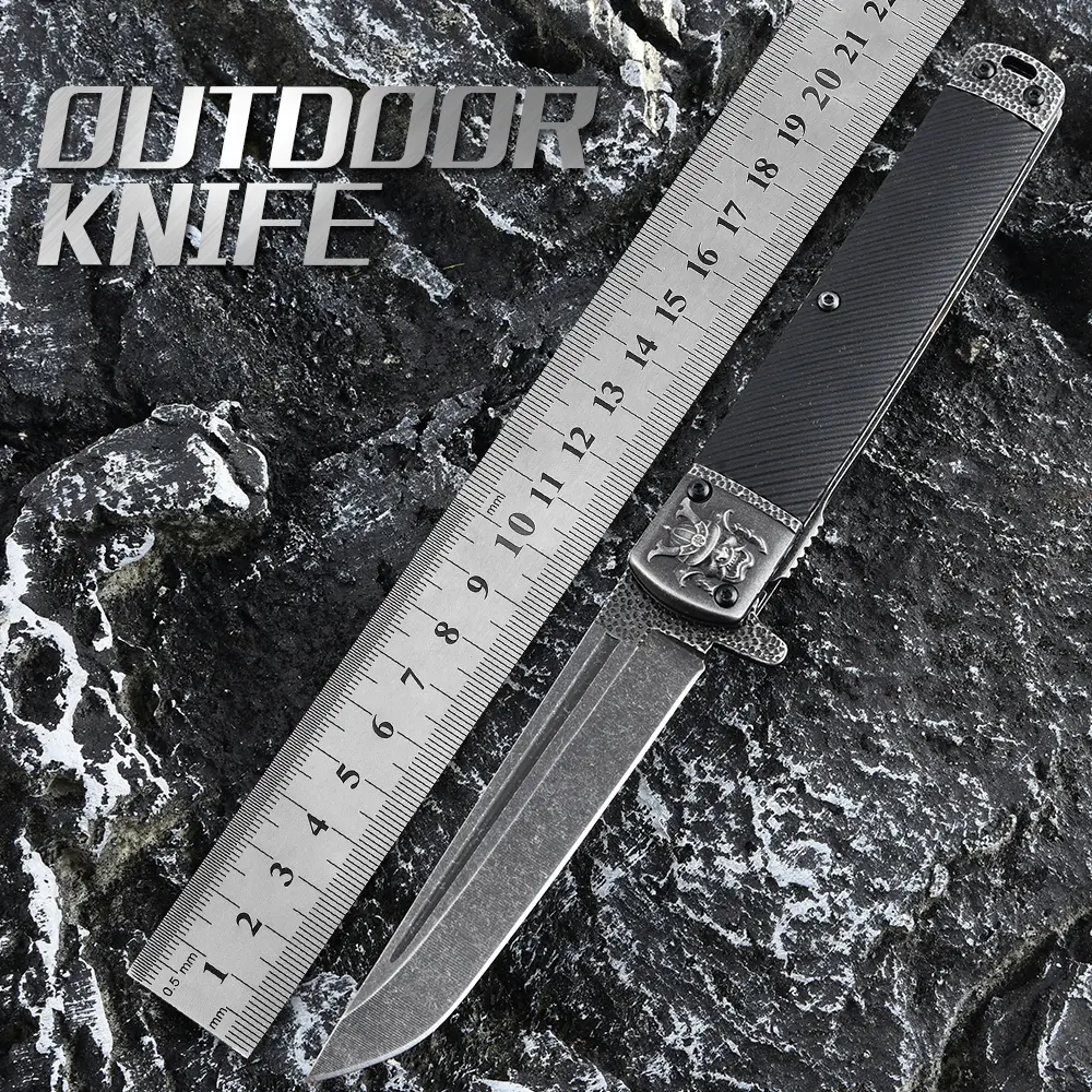 1pcs 9-in Fiberglass Handle Metal Samurai Folding Knife, 440C Stainless Steel Blade, Durable Outdoor Tool, Survival Gear, Outdoor Camping Knife for Hiking/Fishing, EDC Quick Fix Buddy