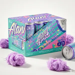 Alani Purple Cotton Candy Energy Drink, Sugar Free Low Calorie Energy Drinks, 12 fl oz Cans