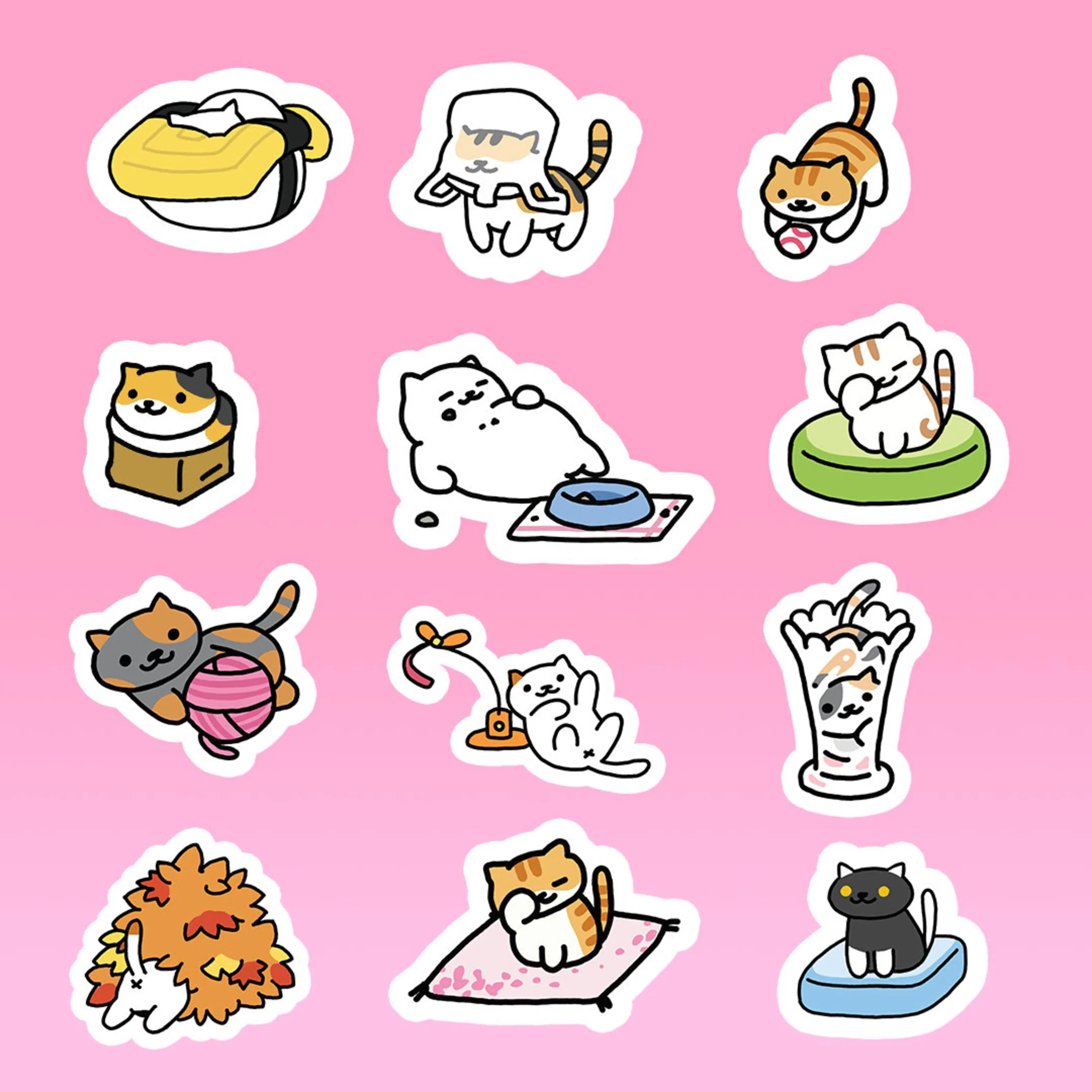 Cute Cat Yard Sticker, Neko Atsume Cat Yard Stickers With Tubbs, Cats Meme Funny, Cat Lovers Sticker, Animal Lovers Gift For Laptop, Notebook Stickers