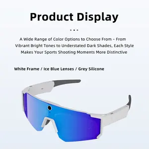 AI Smart Glasses with Camera for Sports , 8MP Camera Anti-Shake Dual Stabilization (Physical + EIS ) ,3200W Photo Capture 1200P Video Recording, 260Mah Battery Cycling Sunglasses for Sports Cycling Outdoor, Multifunctional Smart Glasses