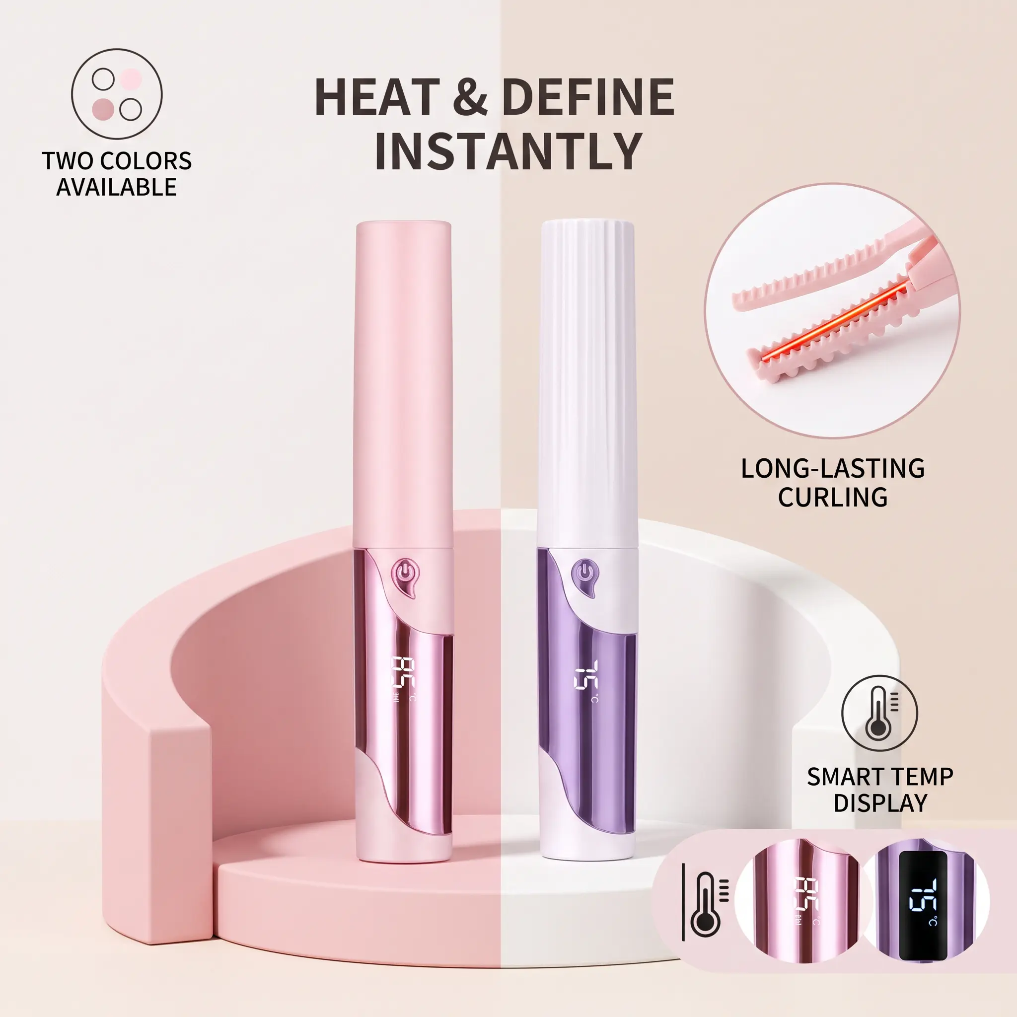 Heated Eyelash Curler with LED Temperature Display, USB Rechargeable Electric Lash Curler with Fast Heating Comb, Long Lasting Curl & Lift for Natural Volume, Portable Eyelash Styling Tool for Women