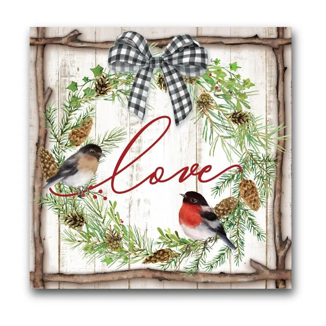 Courtside Market Love Pinecone Wreath 16x16 Can vas