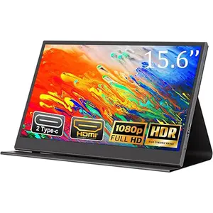KVKID Portable Monitor, 15.6'' FHD 1080P USB-C HDMI Ultra-Slim Portable Screen Laptop Screen Extender, Portable Computer Monitor with Smart Cover, Travel Monitor for Laptop PC Phone for Home, Outdoors