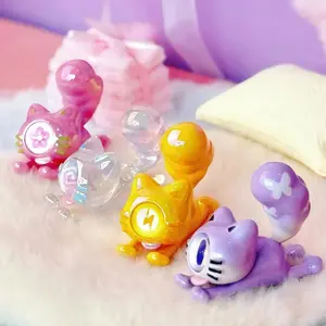 Downy One-Eye Cat Series Blind Box, Prank Park Theme Miniature Figurines, Cute Decorations, DIY Materials, Micro Model