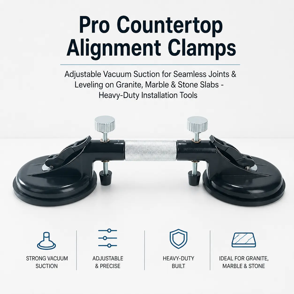 Laminate Floor Gap Repair Tool, Pro Countertop Alignment Clamps, Adjustable Granite Seam Setter with Vacuum Suction Cups, for Granite, Marble, Stone, Slab and Glass