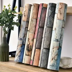 374inchVintage Brick Pattern Peel and Stick Wallpaper, Waterproof Moistureproof Self Adhesive Wall Sticker, Foam 3D Wall Decor for Bedroom Living Room Shop Rental Home Wall Renovation