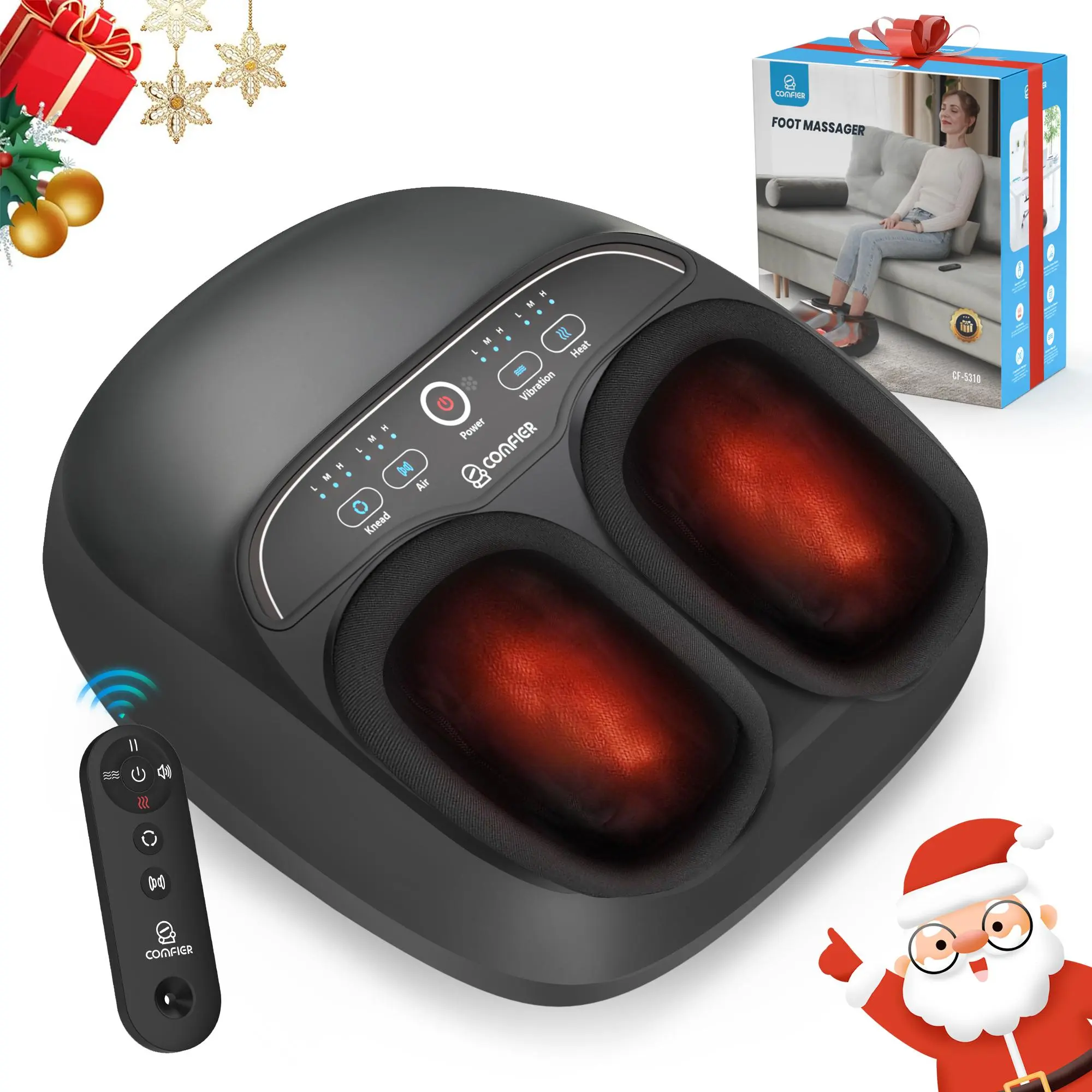 COMFIER 【2026 Foot Massager with Heat,Kneading,Vibration,Compression,Father Day Gift for Men,FSA Eligible HSA Store,Pause Function,Shiatsu Massager for Plantar Fasciitis Neuropathy, Size 13 summerwins