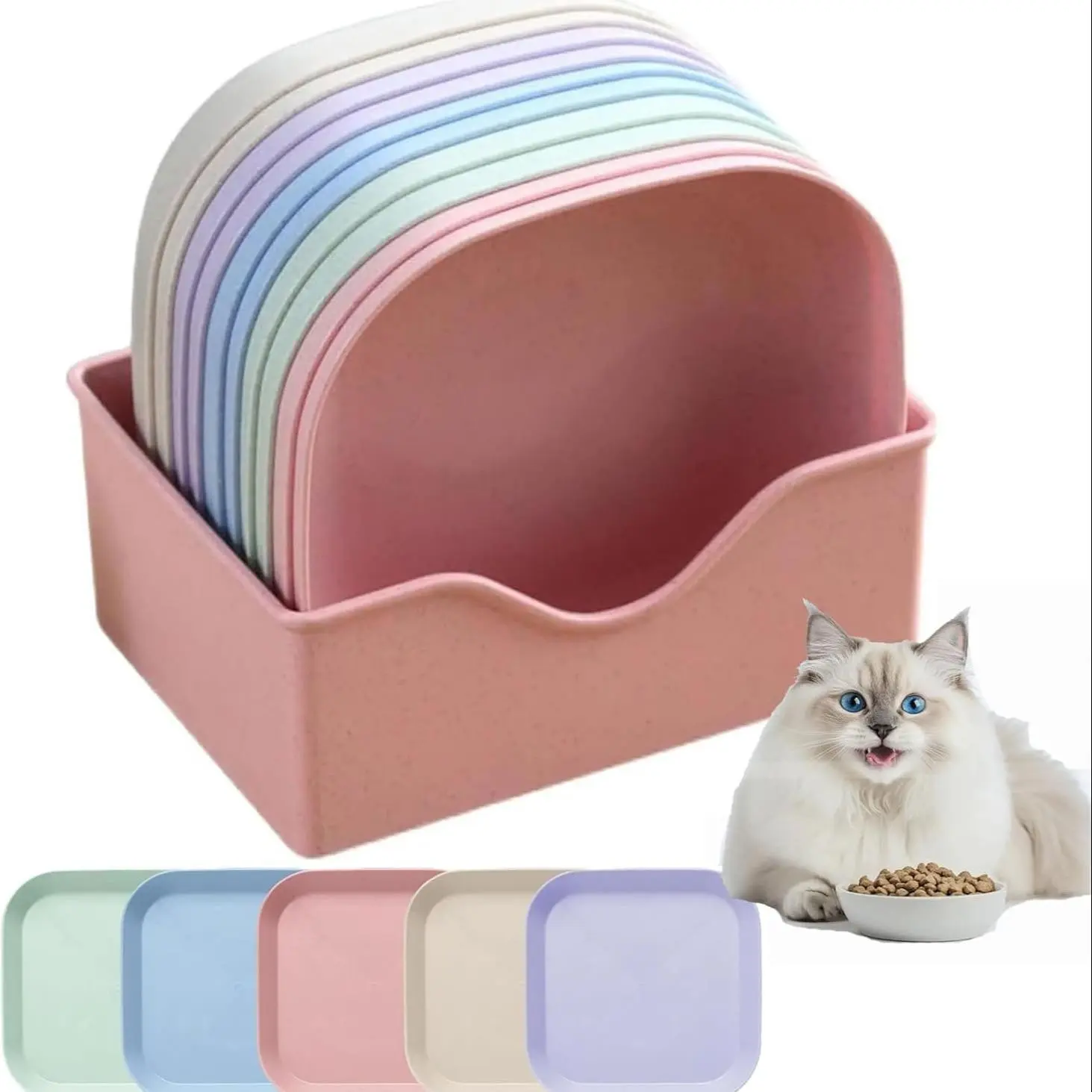 Pet Feeding Bowls Feeder with Stand 10 Pack, Durable Cat Dog Food Water Bowl Set, Easy-To-Use Pet Accessories, Perfect for Daily Use