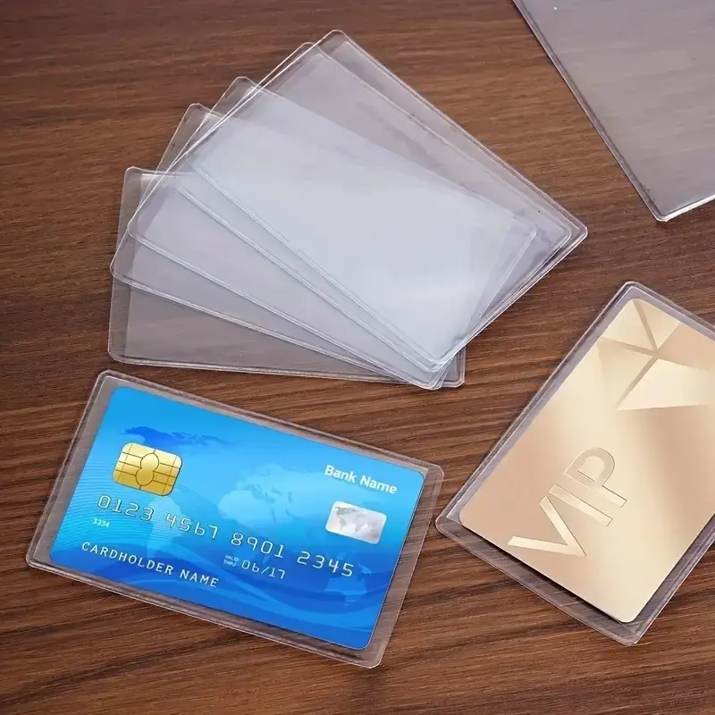 5 Piece Durable Transparent PVC Card Holder, Clear ID Badge Holder, Bank Card Identity Privacy Protector, Scratch-Resistant Material, Suitable for ID Cards and Credit Cards, ID Holders for Badges