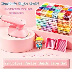 72 Colors Fuse Beads Luxury Kit with 2-in-1 Mini Iron, Super Fun DIY Craft Toy, Kill Boredom & Make Cute Handicrafts Easily