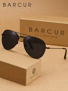 BARCUR Men's Geometric Square Sunglasses, Modern Frames Sunglasses, Stainless Steel Frame, Uv400 Protection, Casual Style, All Seasons Wear, Perfect Gift Packaging