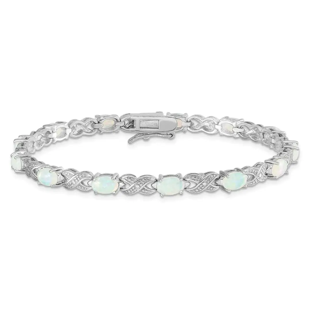 Genuine Opal Sterling Silver XO Bracelet