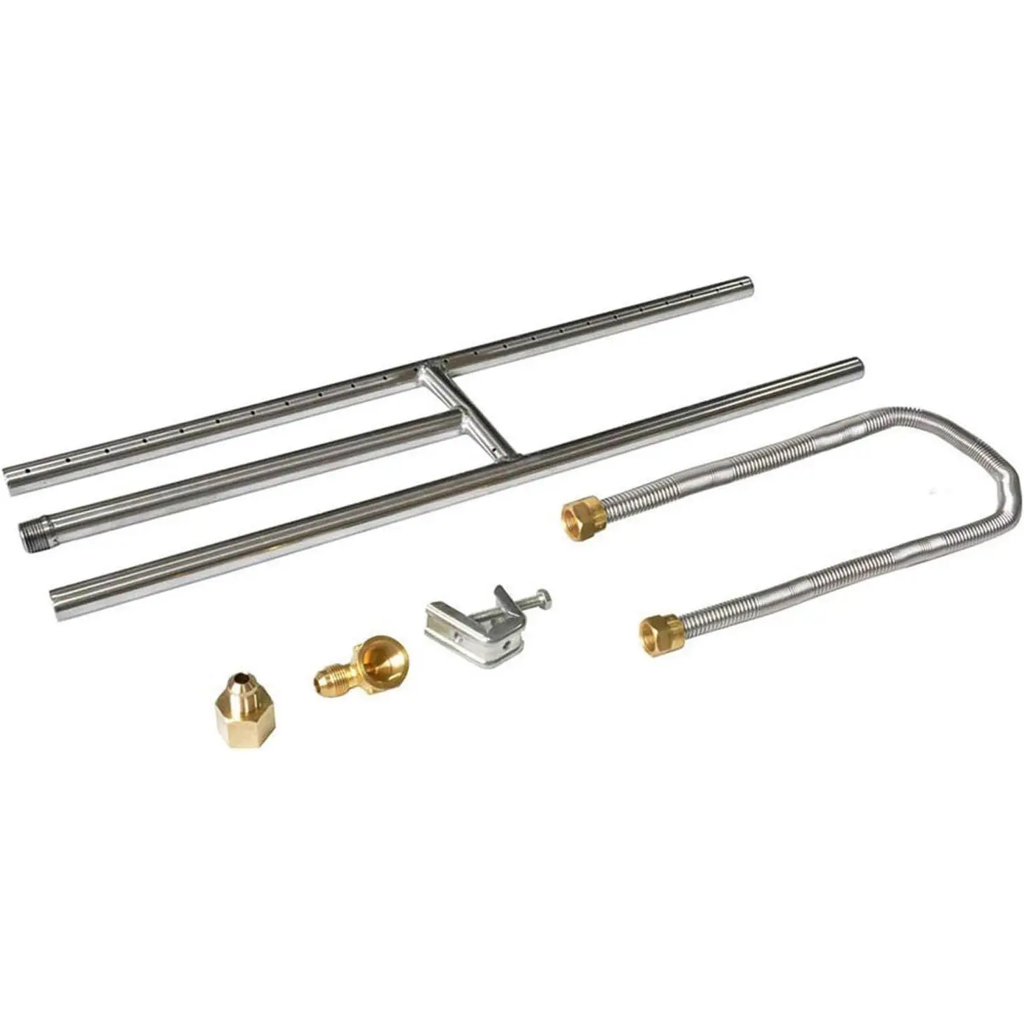 Rectangular Stainless Steel Gas Fireplace H-Burner, 18x6 Inch