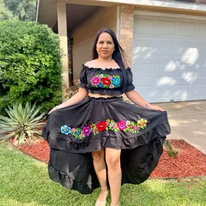 Sirena Two Piece Sets -  Dress with Floral Embroidery, Short Top, and Flowing Skirt for Women - Clothes, Womenswear