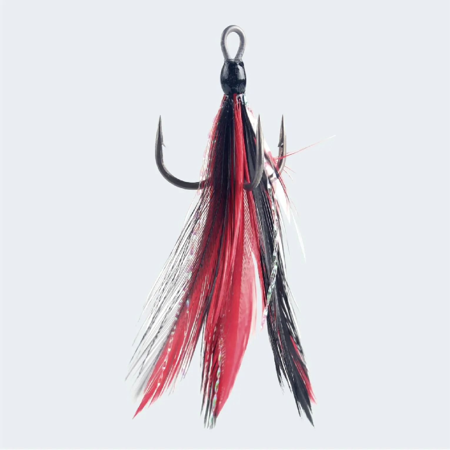 BKK Feathered Spear 21 SS  Treble Hooks - Red/Black (3-Pack)
