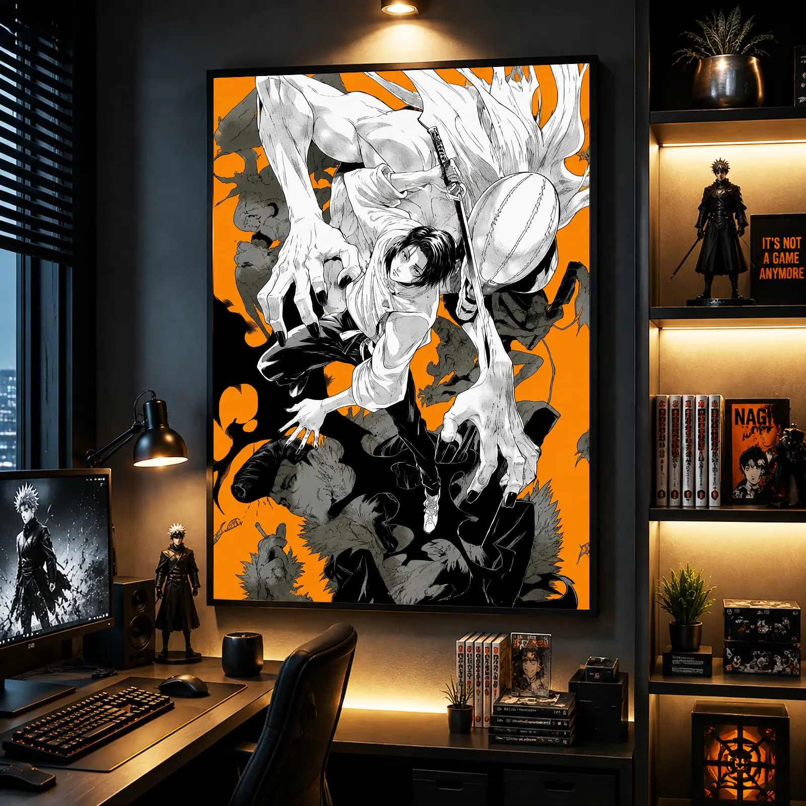 Jujutsu Kaisen Yuta Okkotsu & Rika Plain Anime Canvas Wall Art Photo Print - Fade-Resistant Cursed Spirit Decor, Dark Aesthetic Modern Local US Home Decor for Bedroom, Gaming Setup, Otaku Gift, Decoration
