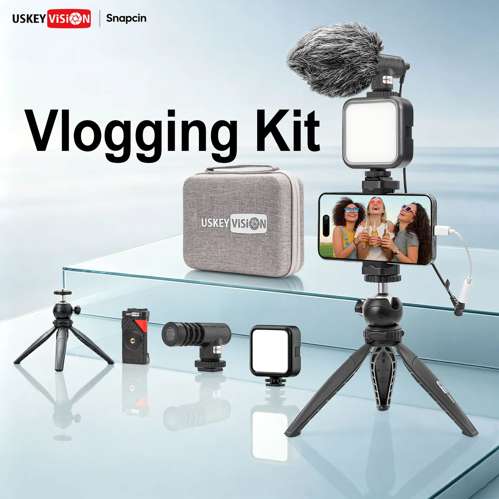 LOCK, LIGHT, RECORD! 3-in-1 Phone Studio Kit | 360° Tripod + LED Fill Light + Pro Mic | Perfect for Selfies, TikTok, YouTube, Live Streaming & Vlogging | iPhone & Android Compatible | Studio Quality in Seconds!