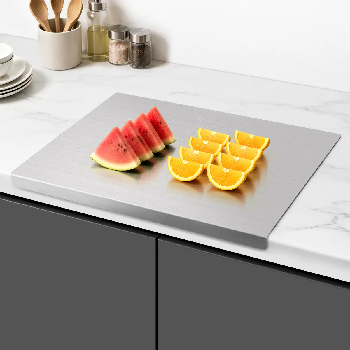 Stainless Steel Chopping Board - Non-Slip Stays Put Cutting Board, Durable Steel for Busy Days, Easy-Clean Surface Saves Prep Time, Hygienic, Modern Design, Wipes Clean Fast, for Home or Pro Use (Home & Party Supplies Gift Option)