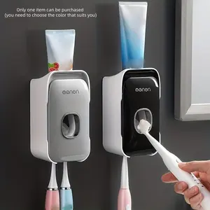 Multifunctional Toothpaste Dispenser Set, Wall-Mounted Home Use Squeezer Kit, No-Drill Bathroom Brush Holder Organizer, Toothbrush Holders