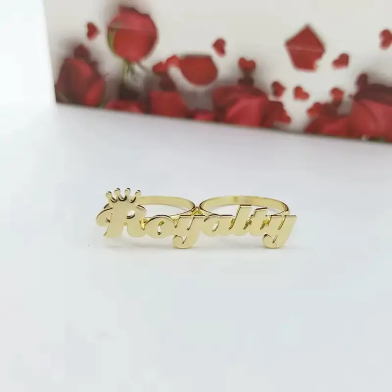 Custom Nameplate Two Finger Ring Custom Nameplate Two Finger Ring