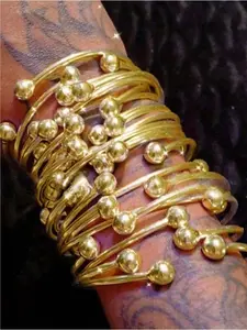 10pcs Retro Boho Thick Bangles, 10mm Ball Silvery Golden Rose Golden Bangles Bracelet, Boho Stacking Bangles, Handmade Silvery Bangles for Women Daily Party Jewelry Gifts, Boho Style Bangles