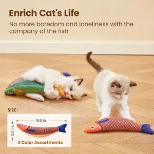 3PCS Fish-shaped Cat Toys, Self-entertainment and Sound-making Plush Simulated Fish Cat Toys, Teeth Cleaning and Grinding, Bite-resistant and Scratch-resistant Cat Toys