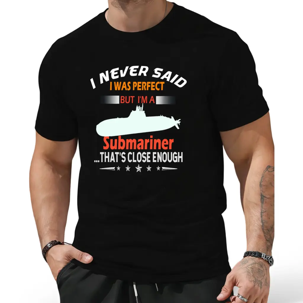 Men' Funny Submarine Ship T-Shirt - Submariner Nautical Short-Sleeve Round Neck Breathable Shirt Suitable for All Seasons, Casual Wear & Themed Parties, Machine Washable Gift for Submarine Lovers