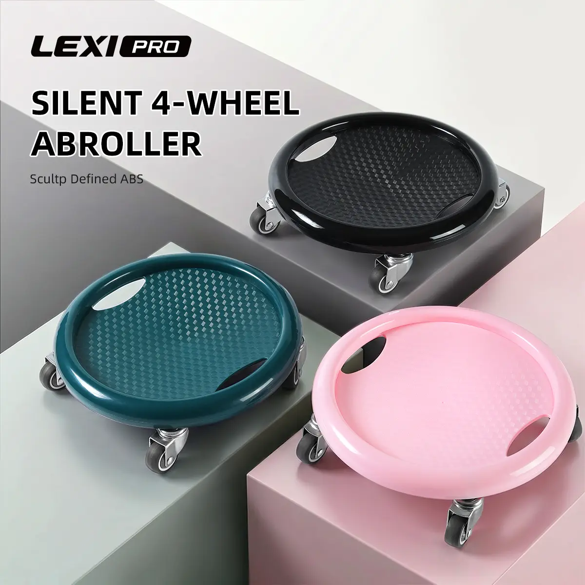 LEXI PRO Silent 4-Wheel Ab Roller for Defined Abs - Home Fitness Equipment with Universal Wheels for Men & Women - Build Strength & Core Muscles