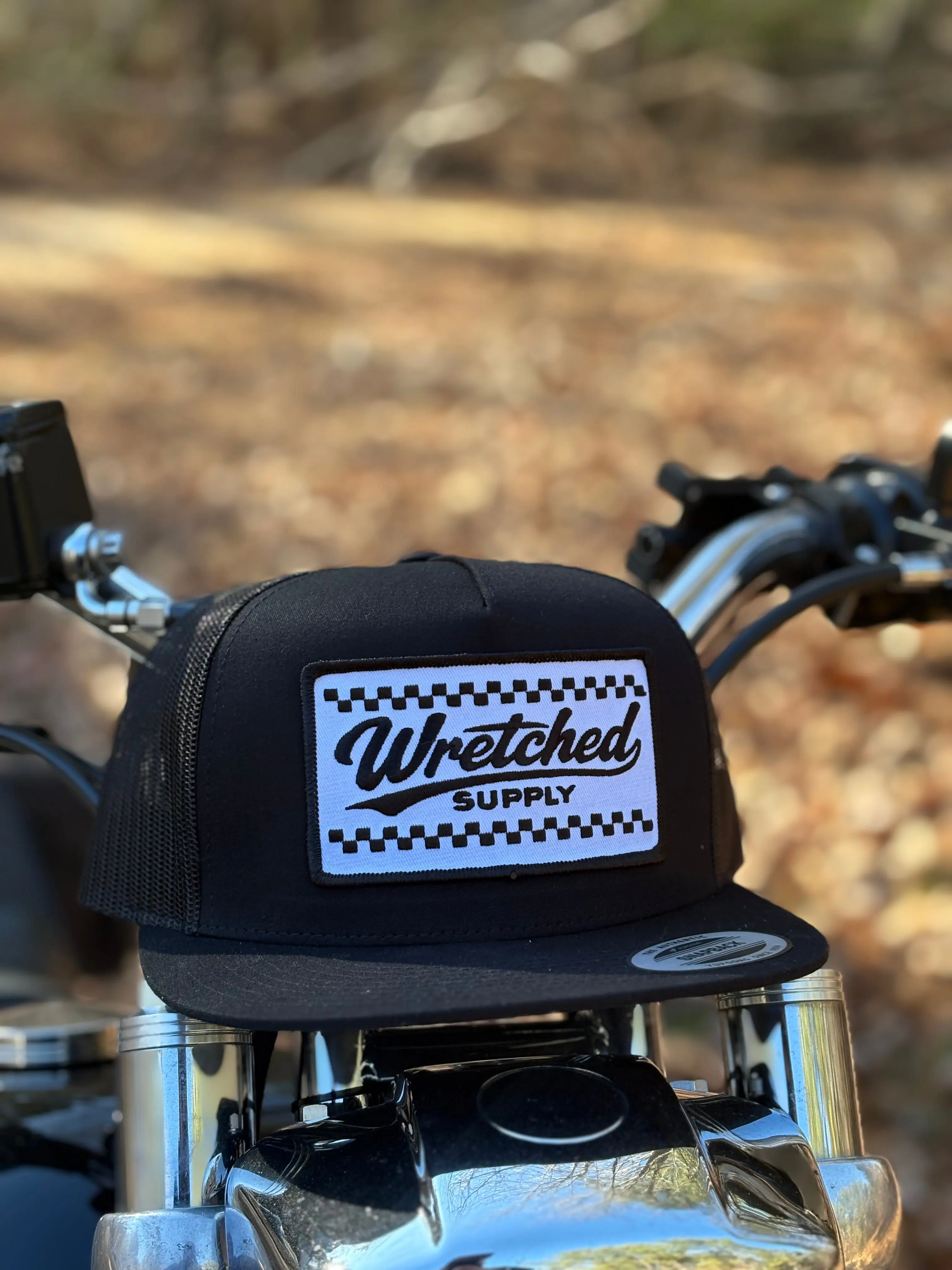 Black checkerboard patch hat Black checkerboard patch hat