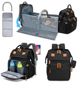 KABAQOO Baby Diaper Bag Backpack for Girls Boys  Multifunction Waterproof Travel Diaper Bag with a mosquito net & Portable Changing Pad and Stroller Straps