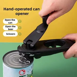 Multi-Functional Can Opener, Kitchen Essential Tool, Opens Cans, Beer Bottles, Easy Pull Tabs, Non-Slip Handle, Ideal for Cooking & Elderly Use