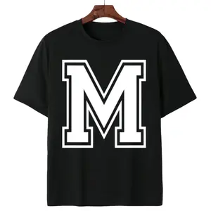 Letter M Initial Monogram Varsity Alphabet Tee for Everyday Fashion