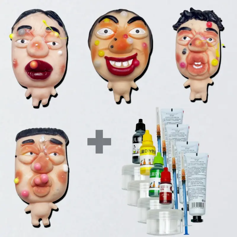 Oddly Satisfying Pimple-Popping Face Toy Set, Unisex Fidget Stress Relief Toy with Ultra-Realistic Sensation, Durable Refilling Tool for DIY Enthusiasts, Sensory Tools