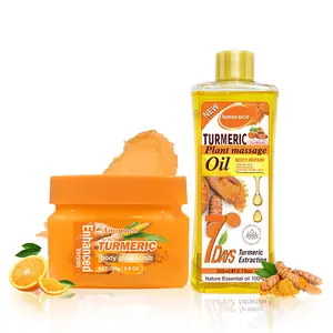 Turmeric Exfoliating Salt Scrub and Body Oil Set | Gently exfoliates, deeply moisturizes, leaving the skin smooth