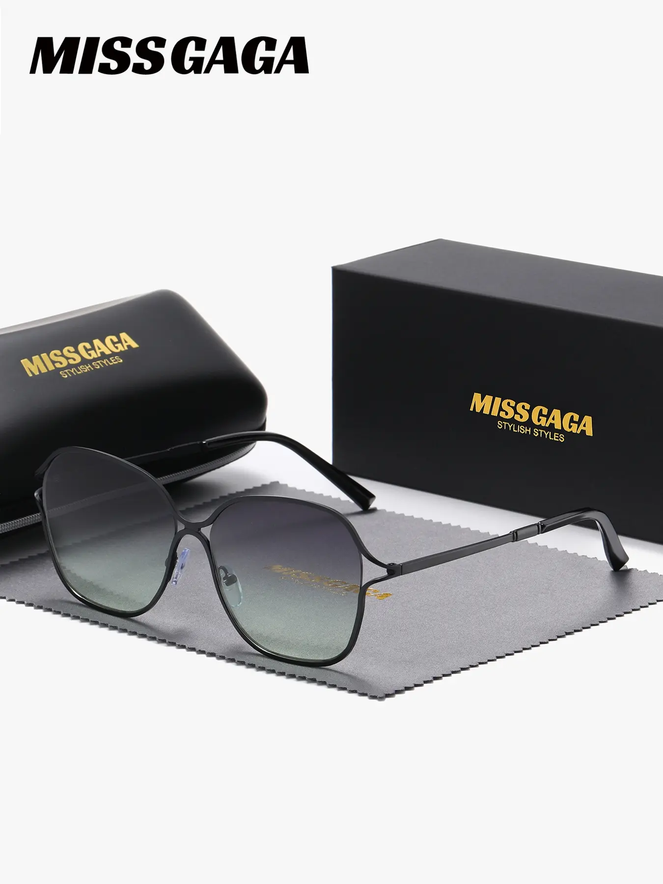 MISSGAGA 1 Piece Unisex Asymmetrical Sunglasses, HD Full Frame, UV400 Light hues