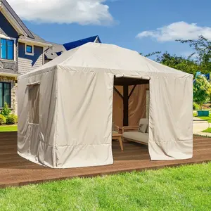 10'x 12' Outdoor Winter Gazebo Cover, Outdoor Cover for Hardtop Gazebos, Enclosed Cover with Sidewalls and Mesh Windows