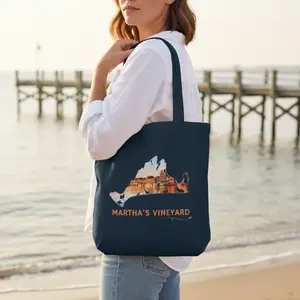 Martha’s Vineyard Tote Bag | Oak Bluffs Harbor Sunset Coastal Design