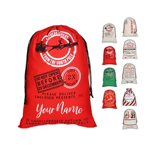 Personalized Christmas Santa Sacks - Custom Canvas Gift Bags for Holiday Keepsakes Stripe Magical Drawstring Box