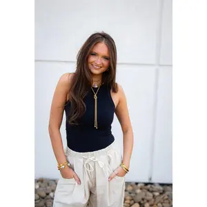 Free People So Soft Seamless Modal Tank BLACK Sleeveless Casual Medium Length Plain Summer Top